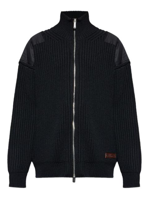 zip shoulder-panel cardigan