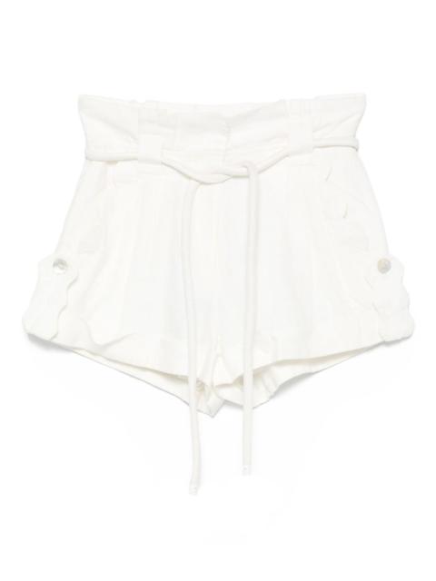 belted linen shorts