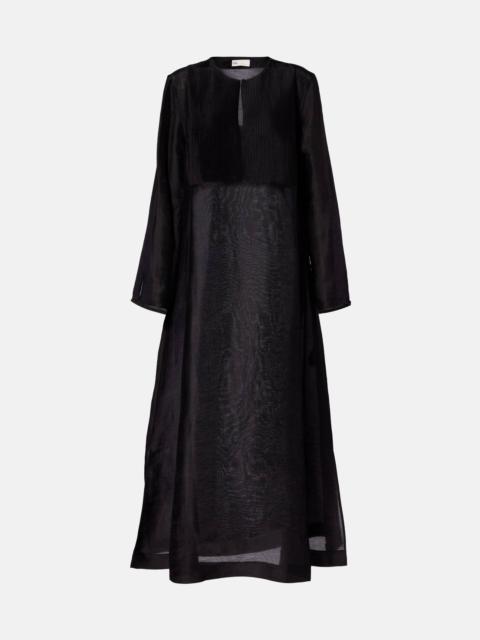 Pleated linen and silk kaftan