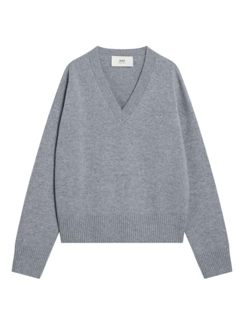 logo-embroidered V-neck sweater