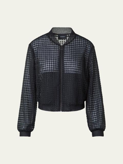 Taide Flower Embroidered Tulle Bomber Jacket