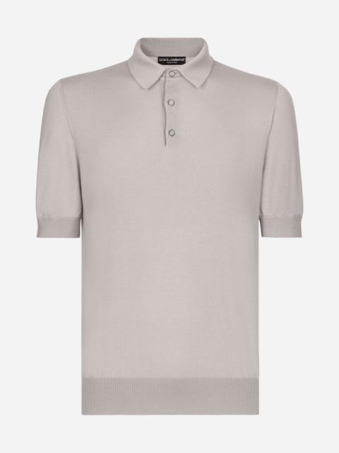 Cashmere and silk polo-shirt