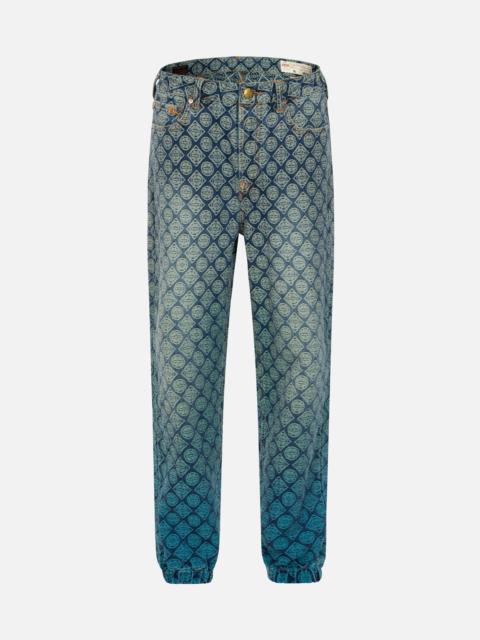 ALLOVER KAMON JACQUARD RELAX FIT DENIM JOGGERS