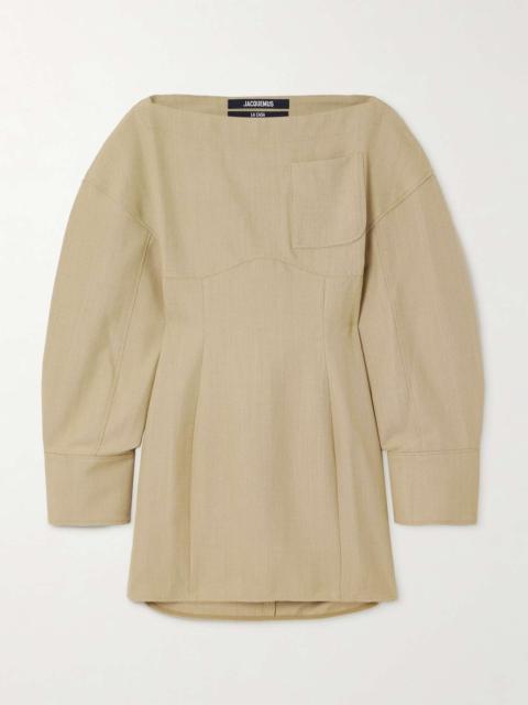 Casaco belted open-back twill mini dress