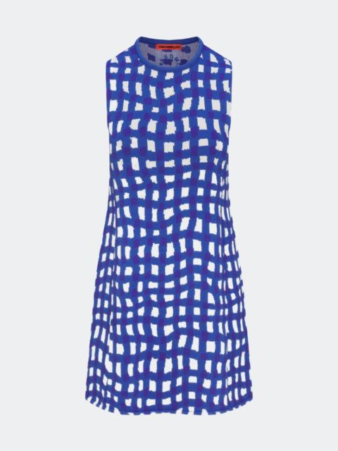 Knits By Zana Knit Mini Dress in Klein Blue Wavy Gingham