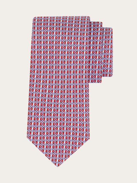 Gancini chain print silk tie