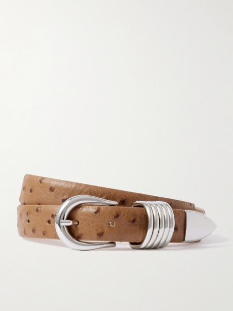 Hollyhock Ostrich-effect Leather Waist Belt