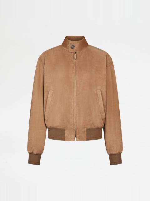 BOMBER JACKET IN PASHMY SUEDE - BEIGE