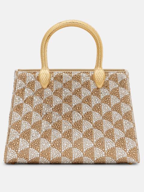 Serpentine Duo Small embellished suede tote bag