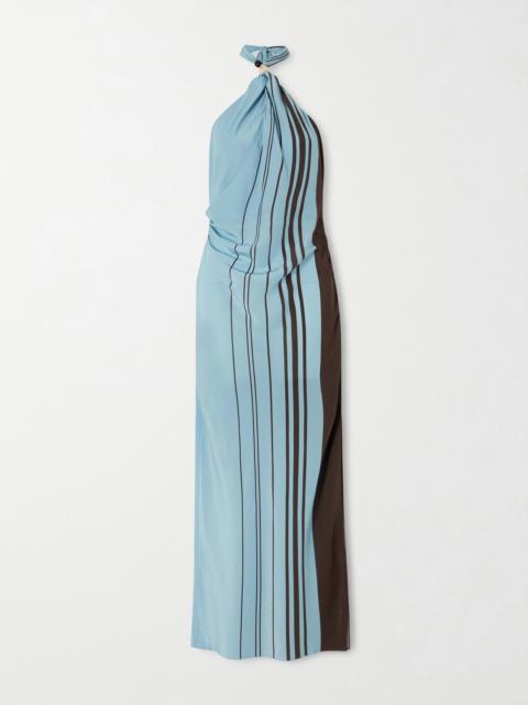Rioja Striped Silk Halterneck Maxi Dress