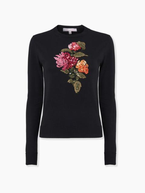 Chrysanthemum-Embroidered Sweater