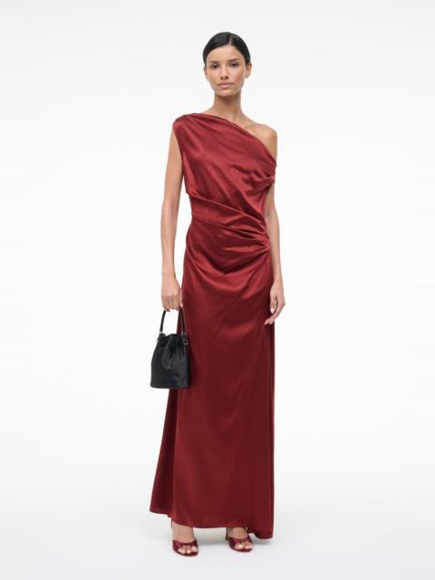 STAUD MAXI PHARE SILK DRESS SANGRIA