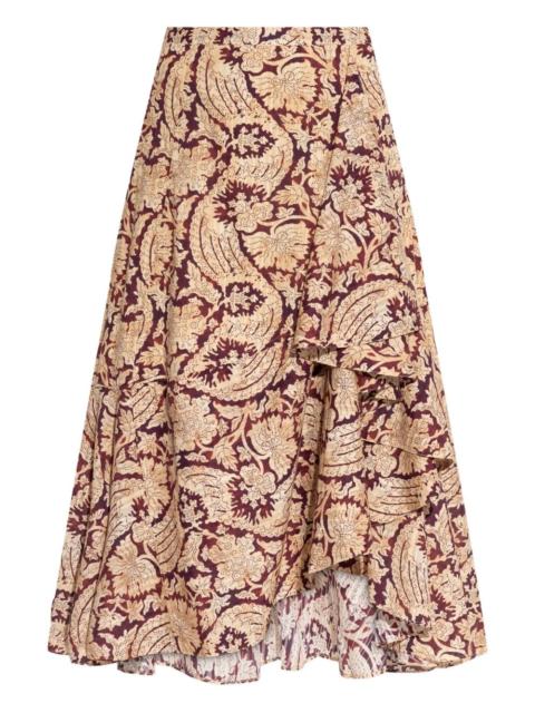 floral-print asymmetric skirt