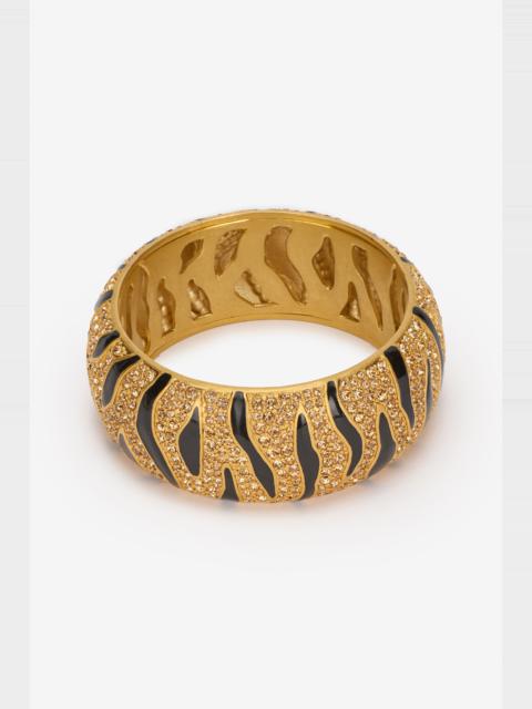 Bangle With Crystals And Tiger Skin Pattern