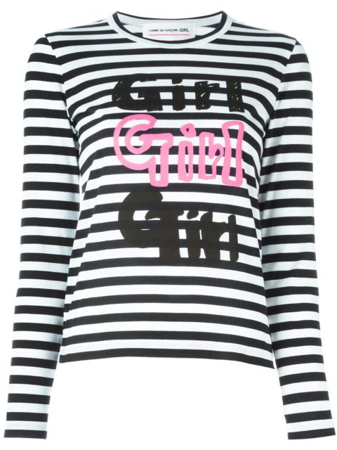 striped 'Girl' print T-shirt