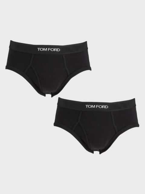Men's 2-Pack Solid Jersey Logo-Waist Briefs