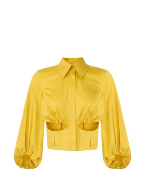 balloon-sleeves cut-outs shirt