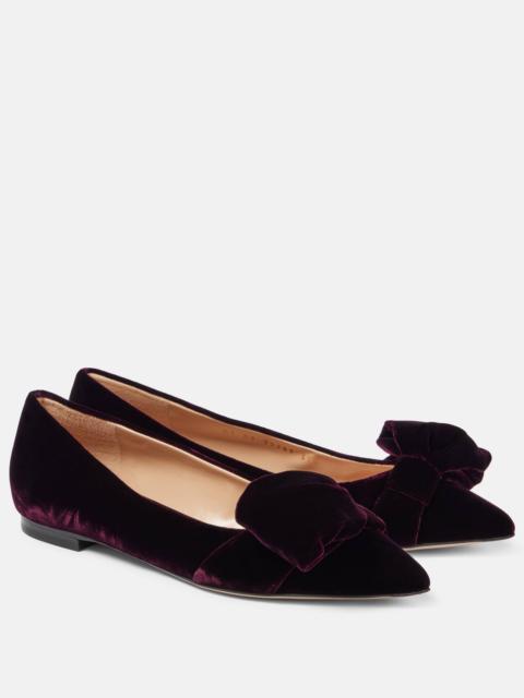 Bow-detail velvet ballet flats