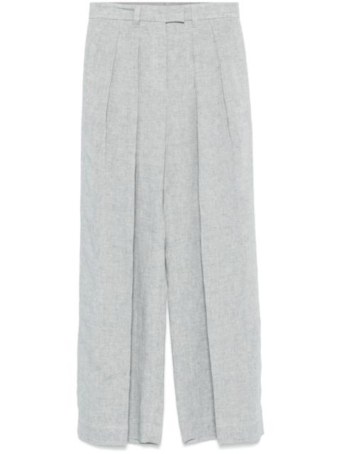 metallic-threading trousers