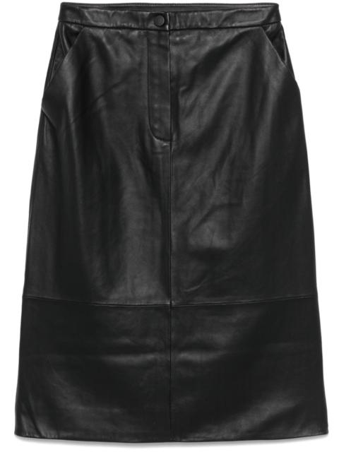 pencil leather midi skirt