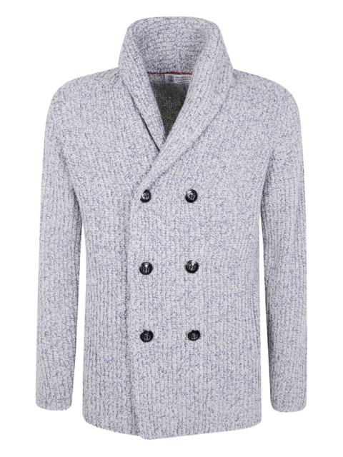 shawl-collar double-breasted cardigan