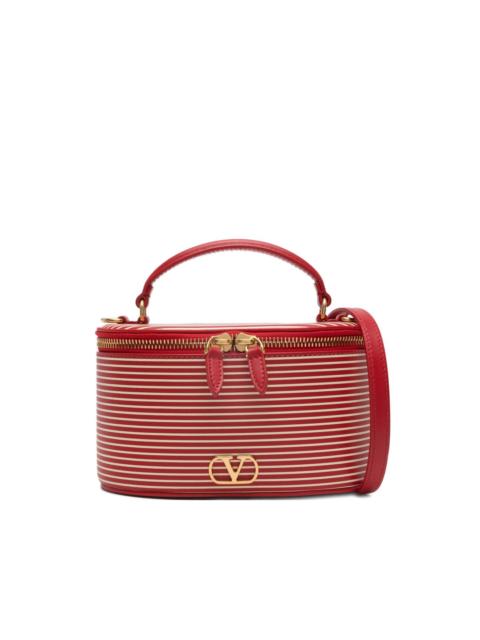 striped logo vanity bag