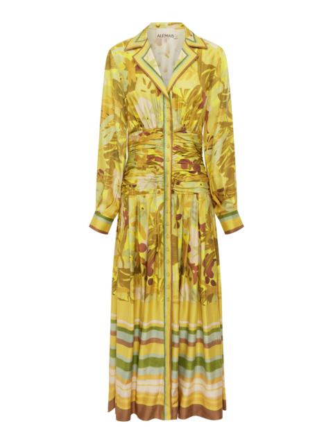 Maxi Silk Ruched Shirtdress