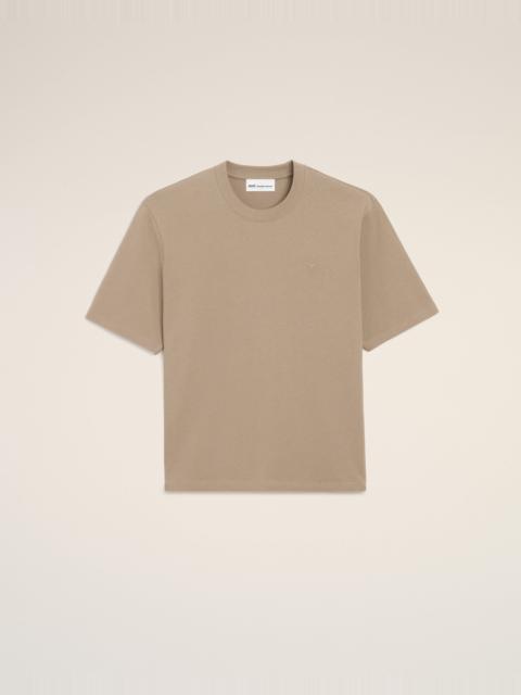 BEIGE COTTON EMBOSSED AMI DE COEUR T-SHIRT