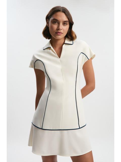 Tailored Crepe Tipped Tailored Mini Shirt Dress