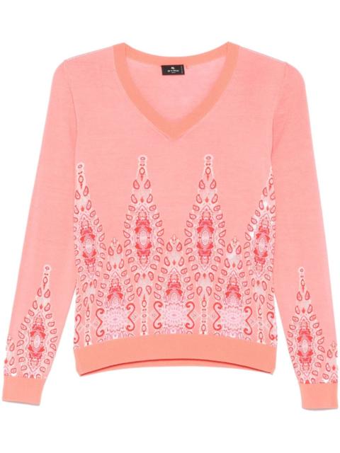 paisley-jacquard sweater