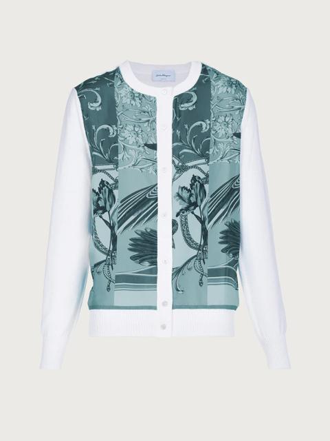CARDIGAN WITH SILK PANEL INSERTS