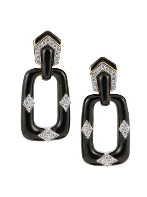 Diamond Rectangular Mini Hoop Earrings