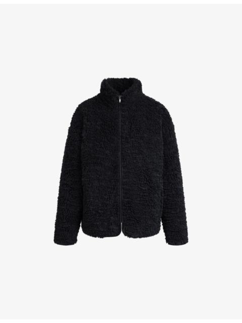 Oversized-Fit Mock-Neck Faux-Fur Jacket