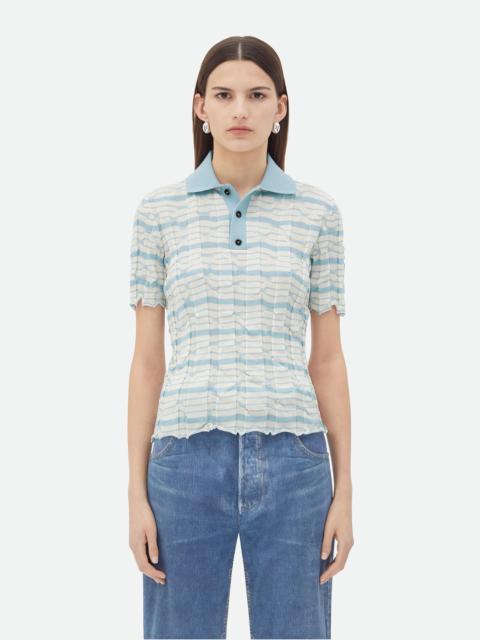 Distorted Stripe Cotton Polo