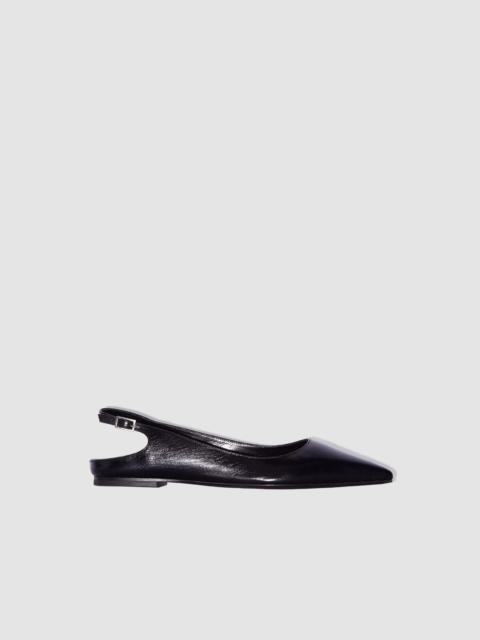 Koyna Black Creased Calf Leather Slingback Flat