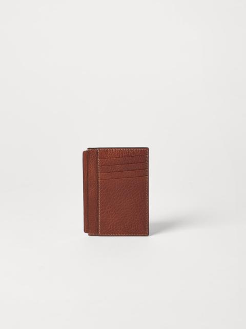 Grained calfskin slim card holder
