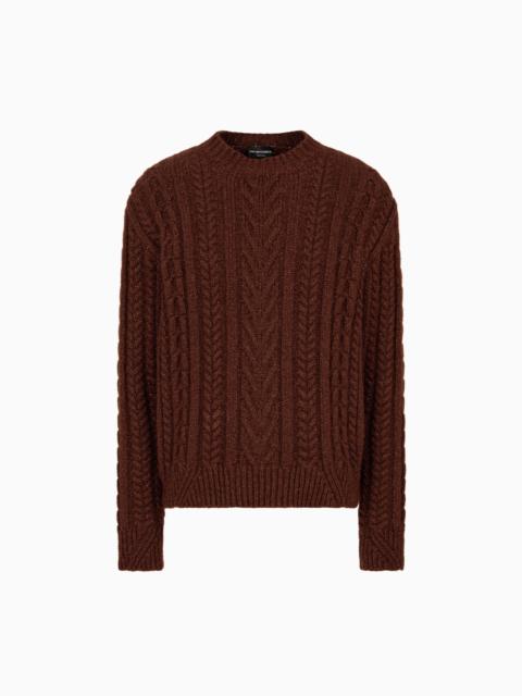 CABLE-KNIT JUMPER IN A WOOL AND LUREX BLEND