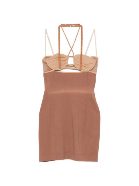 Draped double bra mini dress