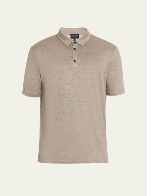 Men's Solid Linen Polo Shirt