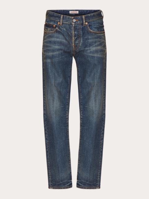 Valentino DENIM PANTS WITH METALLIC V DETAIL | REVERSIBLE