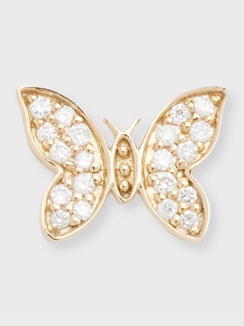 14k Diamond Tiny Butterfly Stud Earring, Single