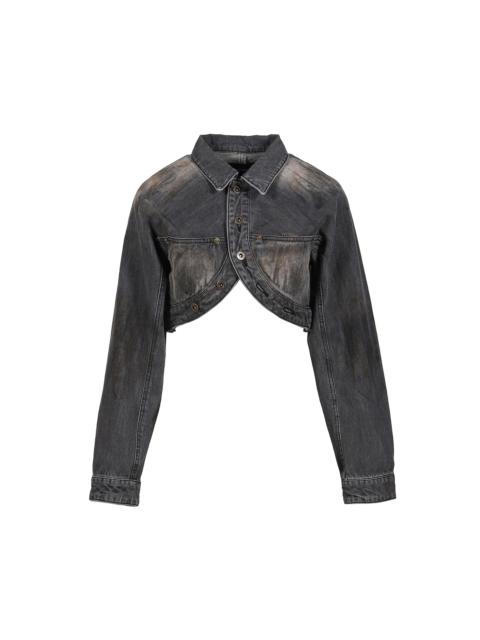 CROP DENIM JACKET / BLK