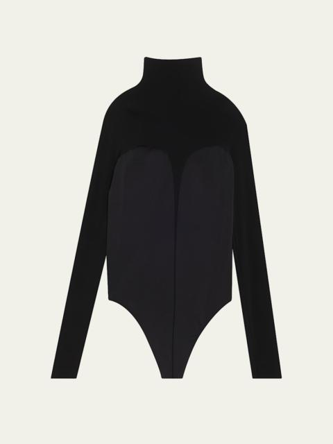 Corset-Effect Long-Sleeve Bodysuit