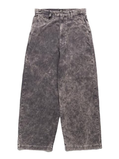 14W Corduroy BOOGIE-DAY PORT Baggy Pants (Dirty Dyed) - Grey