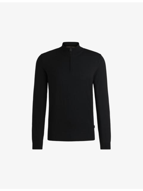 Zip-neck regular-fit wool-knitted jumper