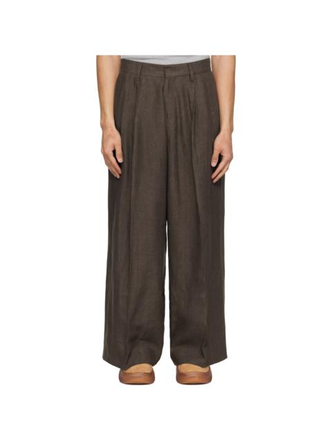 Brown Pleated Suit Trousers
