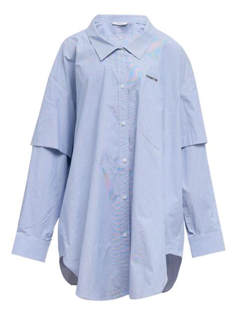 striped layered shirt dress