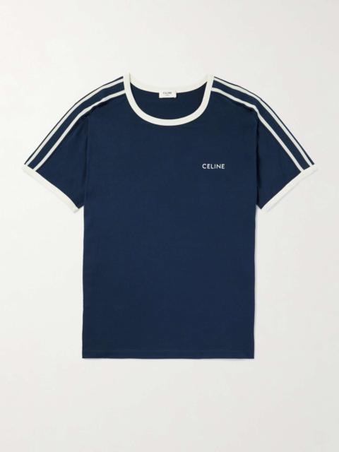 CELINE Logo-Embroidered Cotton-Jersey T-Shirt | REVERSIBLE