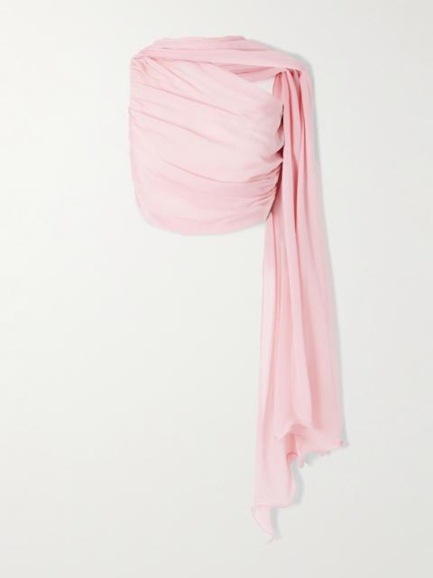 Solene Asymmetric Draped Ruched Georgette Top