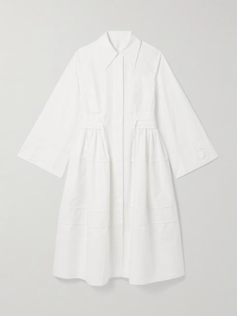 Gathered Cotton-poplin Midi Dress